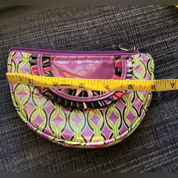 Vera Bradley retired green purple half moon, watermelon slice makeup pouch bag - Picture 8 of 9